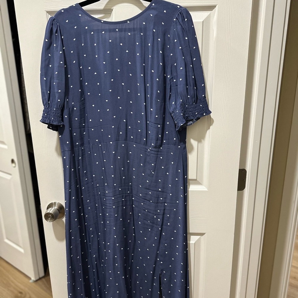 Blue with white hearts conservative dress